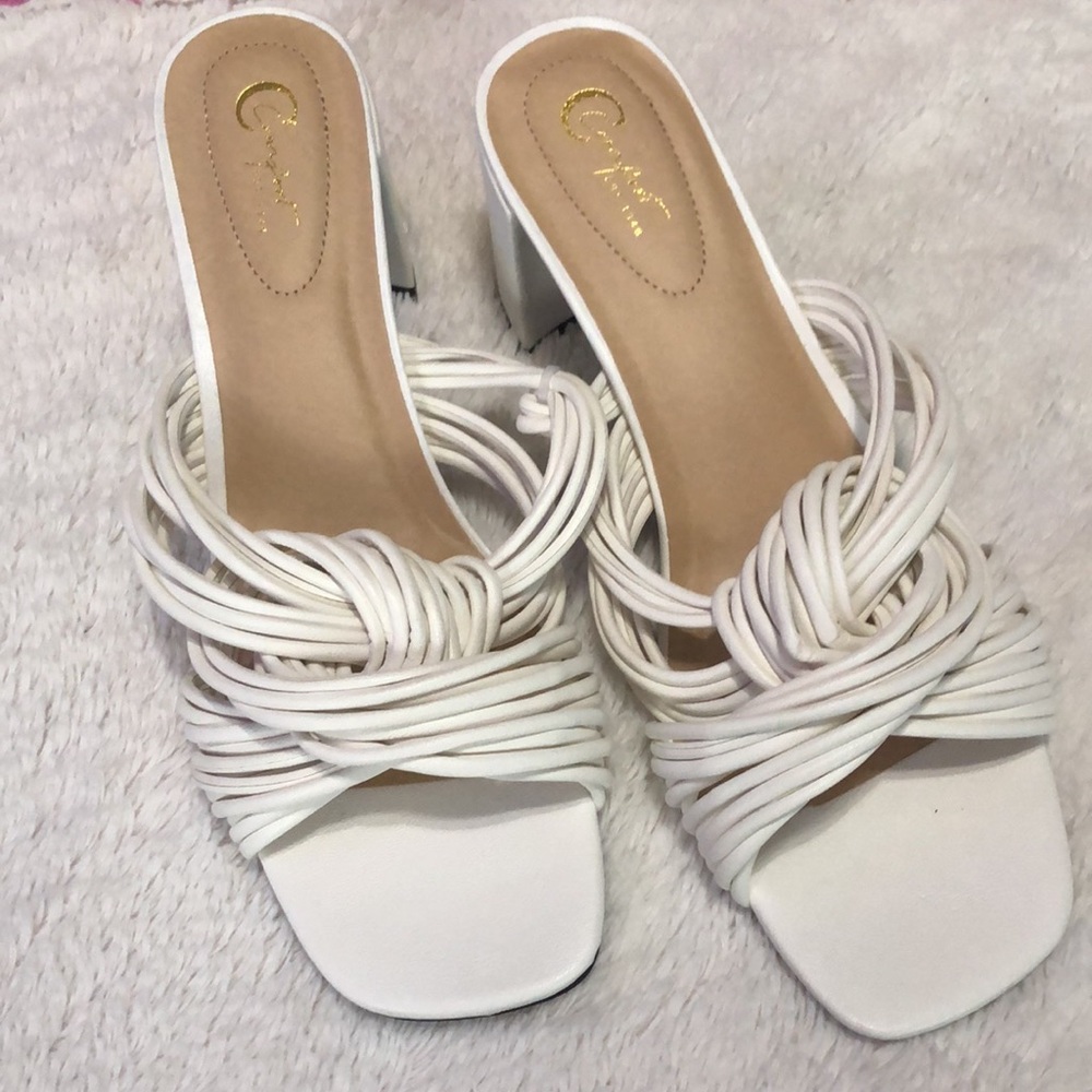NWT white mules